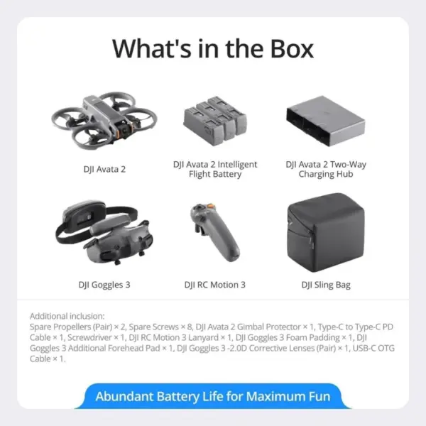 DJI Avata 2 Fly More Combo (Three Batteries) with Goggles 3 and RC Motion 3