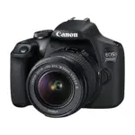 Canon EOS 2000D DSLR camera with 18-55mm lens front view