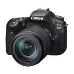 Canon EOS 90D DSLR camera with EF-S 18-135mm IS USM kit lens three-quarter hero view