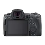 Canon EOS R5 mirrorless camera front view with sensor exposed alternate angle