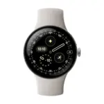 Google Pixel Watch 4 Polished Silver Aluminum case with Porcelain Active Band view 1
