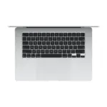Apple MacBook Air 15-inch (M4, 2025) in Silver color, top-down view of keyboard and trackpad