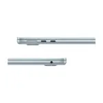 Apple MacBook Air 15-inch (M4, 2025) in Sky Blue color, side view showing MagSafe and USB-C ports
