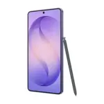 Samsung Galaxy S26 Ultra Cobalt Violet front with S Pen leaning
