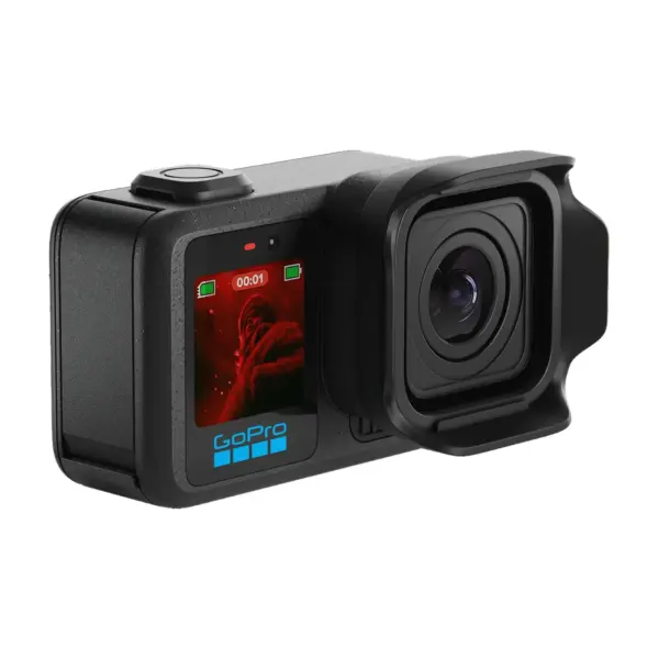 GoPro MISSION 1 PRO cinema camera, front view with lens hood