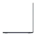 MacBook Air 13-inch M5 in Midnight, open and seen from the right side, showing the 3.5 mm headphone jack