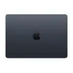 Closed Apple MacBook Air 13-inch M5 in Midnight seen from above, Apple logo centred on the lid