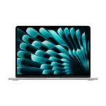 Apple MacBook Air 13-inch M5 in Silver, open and facing forward, showing the display and the base