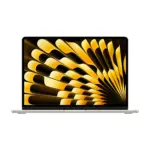 Apple MacBook Air 13-inch M5 in Starlight, open and facing forward, showing the display and the base