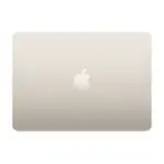 Closed Apple MacBook Air 13-inch M5 in Starlight seen from above, Apple logo centred on the lid