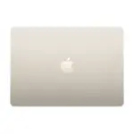 Closed Apple MacBook Air 15-inch M5 in Starlight seen from above, Apple logo centred on the lid