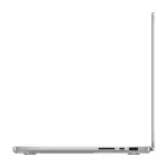 MacBook Pro 14-inch M5 Pro in Silver, open and seen from the right side, showing the SDXC card slot, a Thunderbolt port and the HDMI port