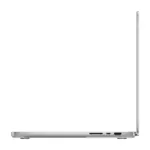MacBook Pro 16-inch M5 Pro in Silver, open and seen from the right side, showing the SDXC card slot, a Thunderbolt port and the HDMI port