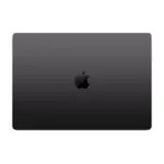 Apple MacBook Pro 16-inch in Space Black, closed, viewed from above showing the lid and Apple logo