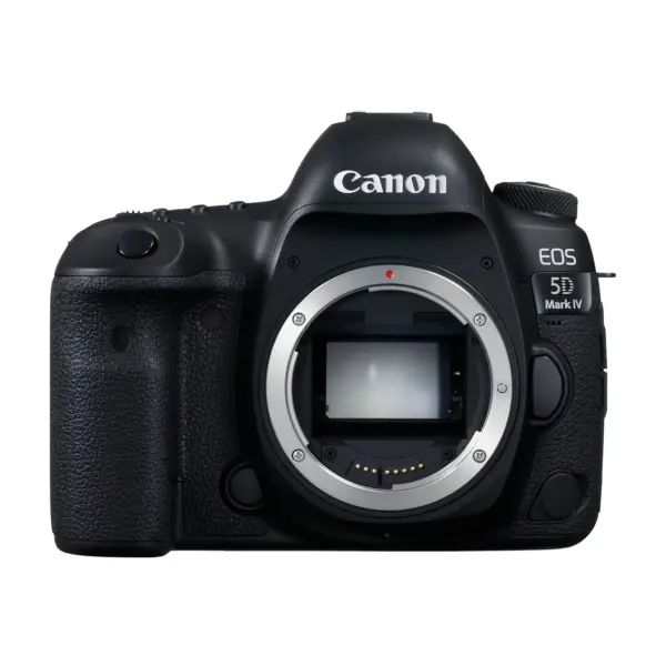 Canon EOS 5D Mark IV DSLR body, front view, EF mount without lens