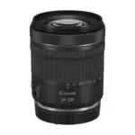 Canon RF 24-105mm F4-7.1 IS STM lens, angled view showing the front element