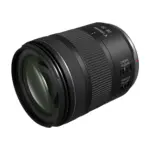 Canon RF 28-70mm F2.8 IS STM lens, angled view showing the front element and the control switches