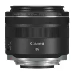 Canon RF 35mm F1.8 MACRO IS STM lens, side view showing the control ring, focus ring, AF/MF switch and the RF mount