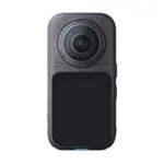 Insta360 X6 360 camera in Midnight Black, front view showing the lens and touchscreen.