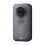 Insta360 X6 360 camera in Midnight Black, angled rear view showing the second lens.