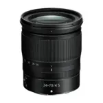 Nikkor Z 24-70mm f/4 S lens, front view showing the front element and the 24-70/4 S marking