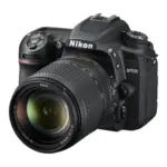 Nikon D7500 with 18-140mm VR lens, front angled view