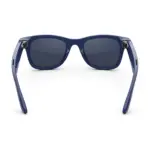 Ray-Ban Meta Wayfarer (Gen 2) smart glasses, Shiny Cosmic Blue frame with Sapphire Transitions lenses, rear view.