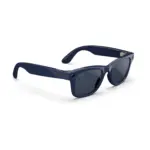 Ray-Ban Meta Wayfarer (Gen 2) smart glasses, Shiny Cosmic Blue frame with Sapphire Transitions lenses, right quarter view.