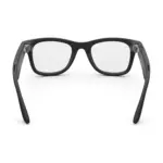 Ray-Ban Meta Wayfarer (Gen 2) smart glasses, Matte Black frame with Clear lenses, rear view.
