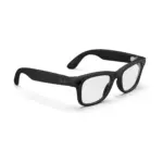 Ray-Ban Meta Wayfarer (Gen 2) smart glasses, Matte Black frame with Clear lenses, right quarter view.