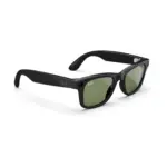 Ray-Ban Meta Wayfarer (Gen 2) smart glasses, Shiny Black frame with G-15 Green lenses, right quarter view.