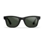 Ray-Ban Meta Wayfarer (Gen 2) smart glasses, Shiny Black frame with Green Transitions lenses, front view.