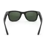 Ray-Ban Meta Wayfarer (Gen 2) smart glasses, Shiny Black frame with Green Transitions lenses, rear view.