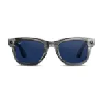 Ray-Ban Meta Wayfarer (Gen 2) smart glasses, Shiny Transparent Grey frame with Sapphire Transitions lenses, front view.