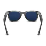 Ray-Ban Meta Wayfarer (Gen 2) smart glasses, Shiny Transparent Grey frame with Sapphire Transitions lenses, rear view.