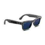 Ray-Ban Meta Wayfarer (Gen 2) smart glasses, Shiny Transparent Grey frame with Sapphire Transitions lenses, right quarter view.
