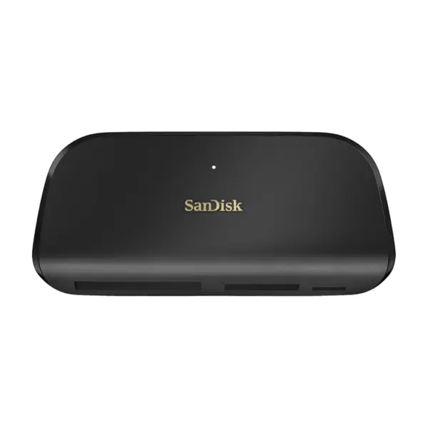 SanDisk ImageMate PRO USB-C multi-card reader and writer, seen from the front and above, showing the card slots.