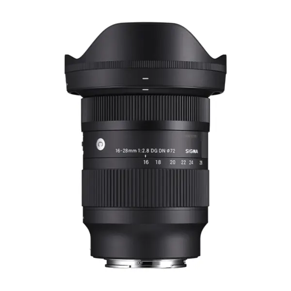 Sigma 16-28mm f/2.8 DG DN Contemporary for Sony E-mount - side view with hood