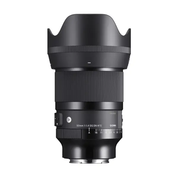 Sigma 50mm f/1.4 DG DN Art for Sony E-mount - side view with hood