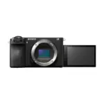 Sony Alpha a6700 camera body - front view with screen flipped out