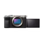 Sony Alpha a7C II camera body, Silver - front view with screen flipped out