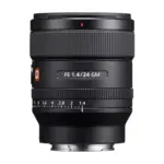 Sony FE 24mm F1.4 GM lens, side view showing the FE 1.4/24 GM nameplate and the aperture ring set to f/1.4