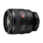 Sony FE 50mm F1.4 GM lens, front three-quarter view showing the front element, the FE 1.4/50 GM and 67 mm filter engraving, focus ring, aperture ring and E-mount