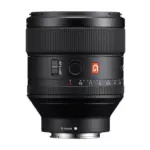 Sony FE 85mm F1.4 GM lens, upright view with the aperture ring and G Master badge