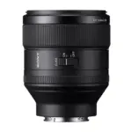 Sony FE 85mm F1.4 GM lens, opposite side with the aperture click switch and 77 mm filter marking