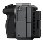 Sony FX3 camera body, side view with the E-mount and ventilation grille