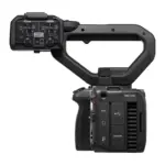 Canon EOS C50 cinema camera with handle unit, side view showing XLR inputs