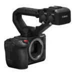 Canon EOS C50 cinema camera with handle unit, angled view