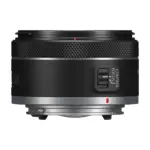 Canon RF 16mm F2.8 STM lens, side view showing the control and focus switch