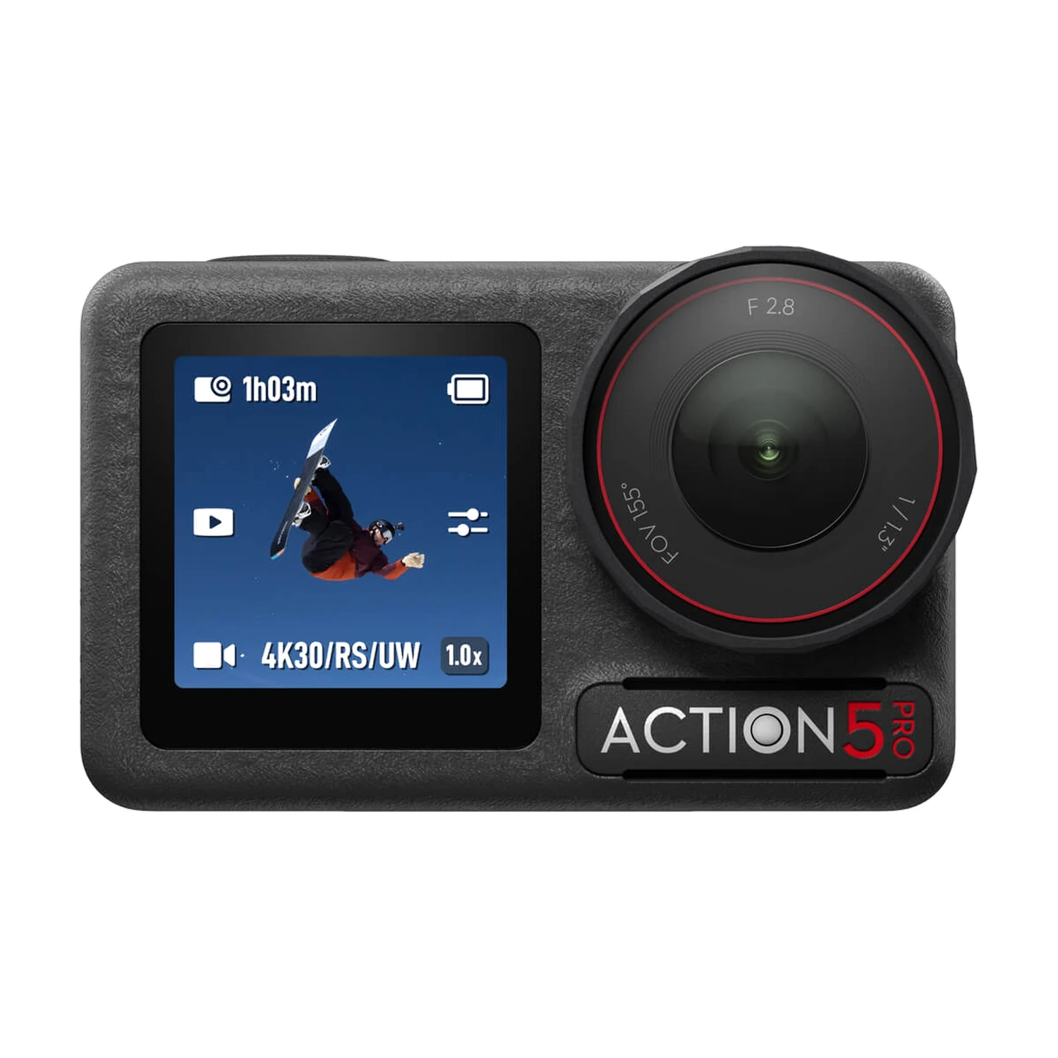DJI Osmo Action 5 Pro Adventure Combo - view 1 DJI Osmo Action 5 Pro action camera, front view with dual touchscreens
